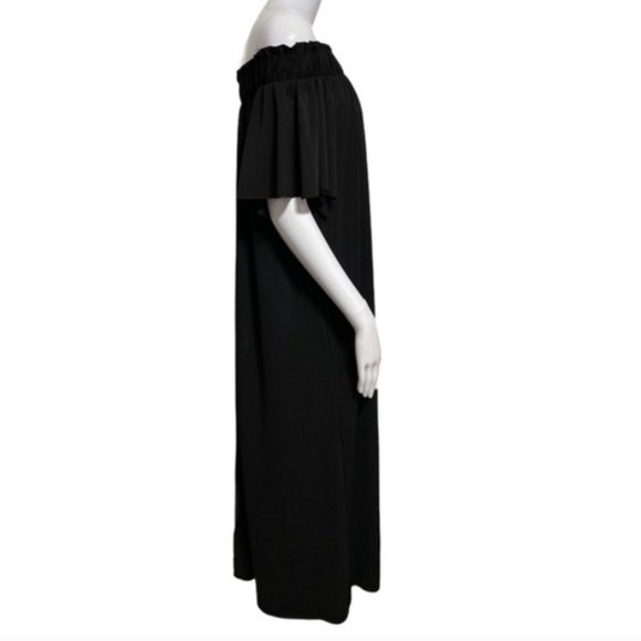 Zara Black Crepe Off The Shoulder Maxi Dress oh. - Picture 3 of 11